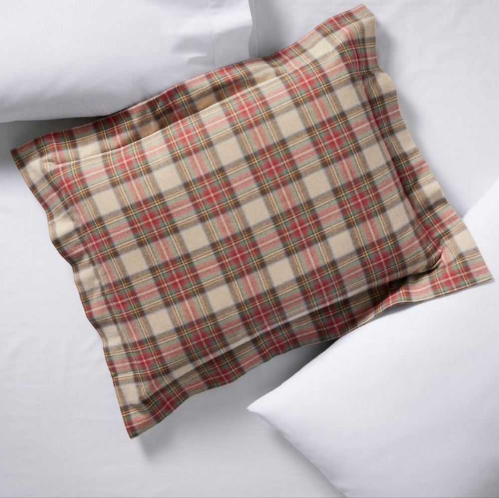 LL BEAN Heritage Chamois Flannel Standard Pillow Sham - Antique Dress Stewart